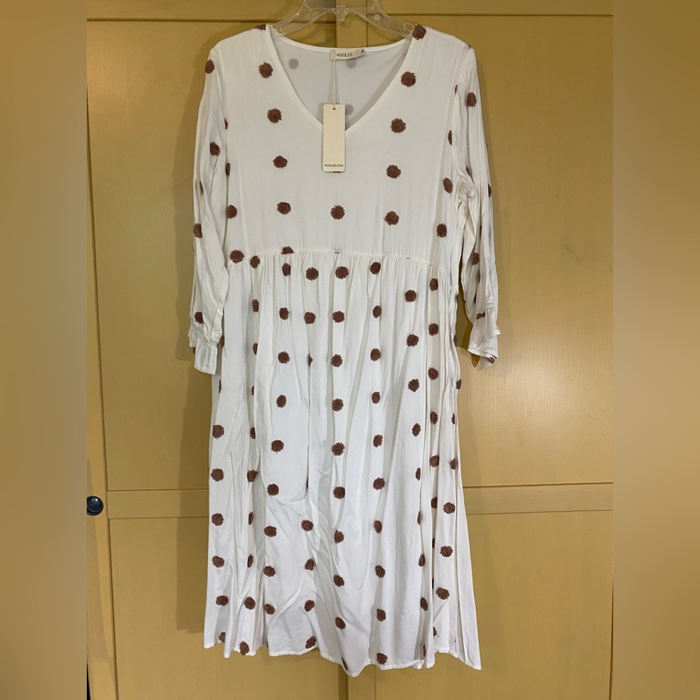 Roolee Ivory Blouse with Chocolate Dots